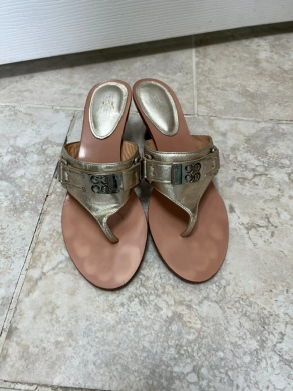 Coach Gold Leather Sandal Size 7 M